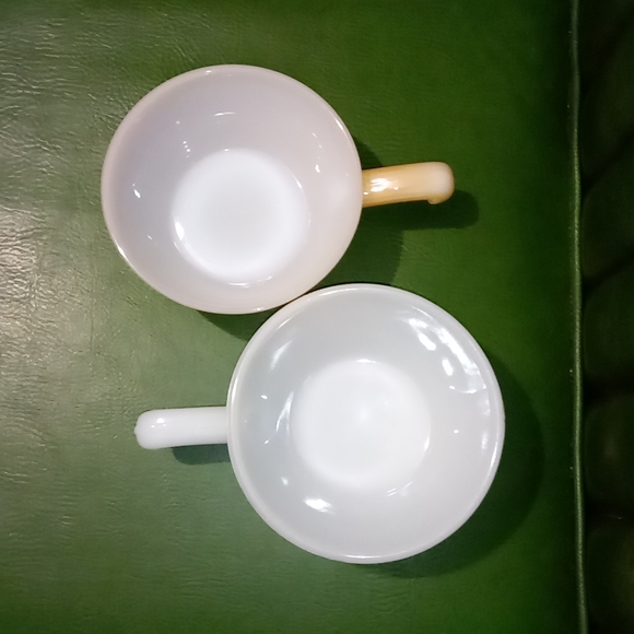 Vintage Fire King Ware Peach Luster Milk Glass Oven Bakeware Soup Bowl Set of 2 - Picture 2 of 10